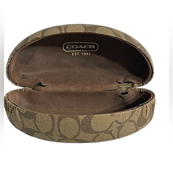 Coach Lined Hard Shell Brown Signature Logo Glasses Case - Picture 3 of 3